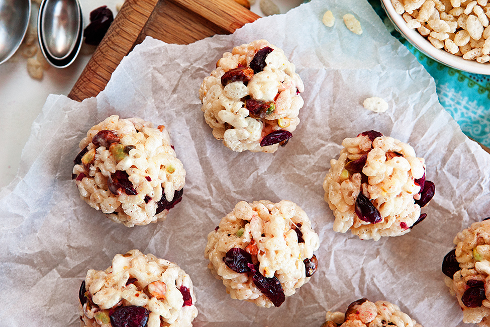 crispy rice and cranberry nut balls