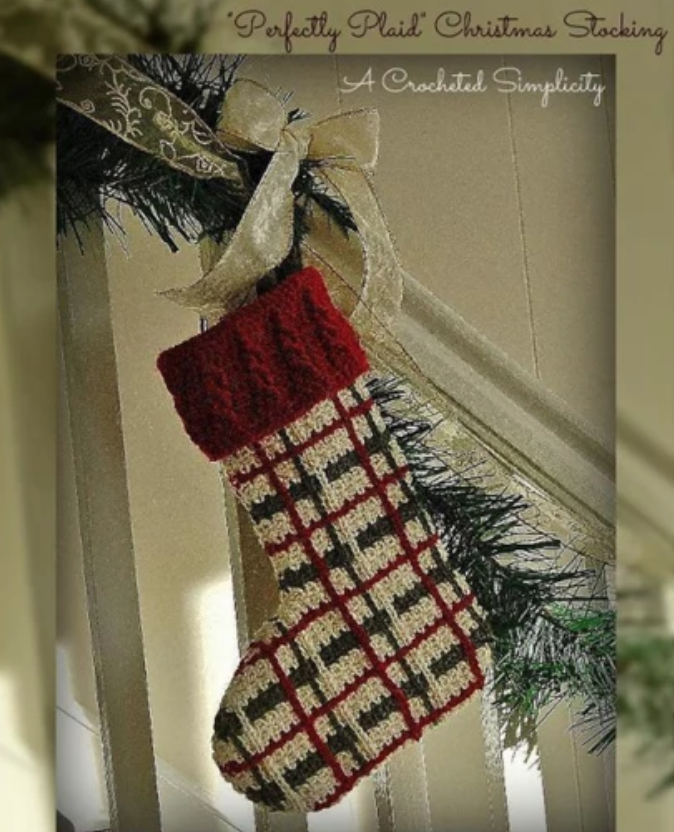 perfectly plaid crochet stocking 