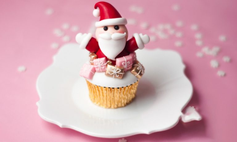Santa and present cupcake topper