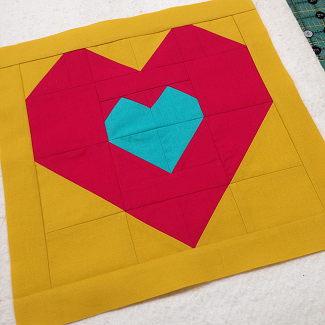 geometric heart quilt block
