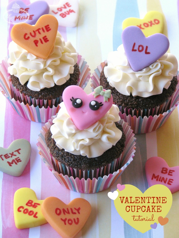 conversation heart cupcakes