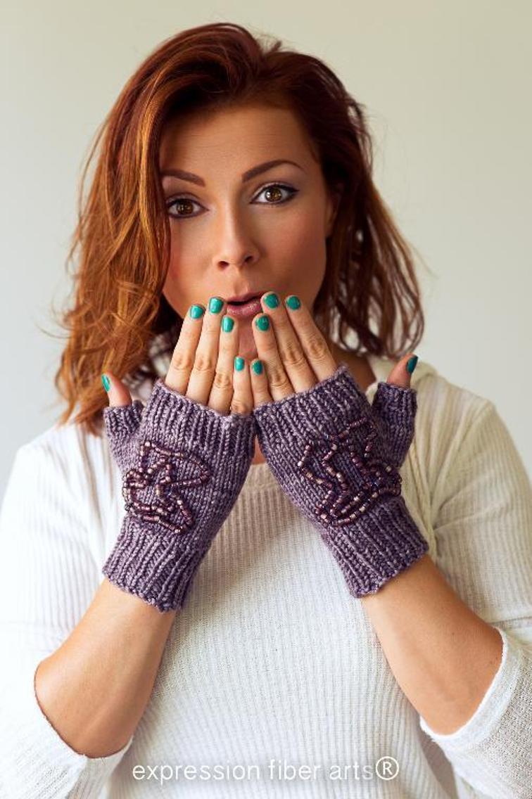 beaded fingerless mitts