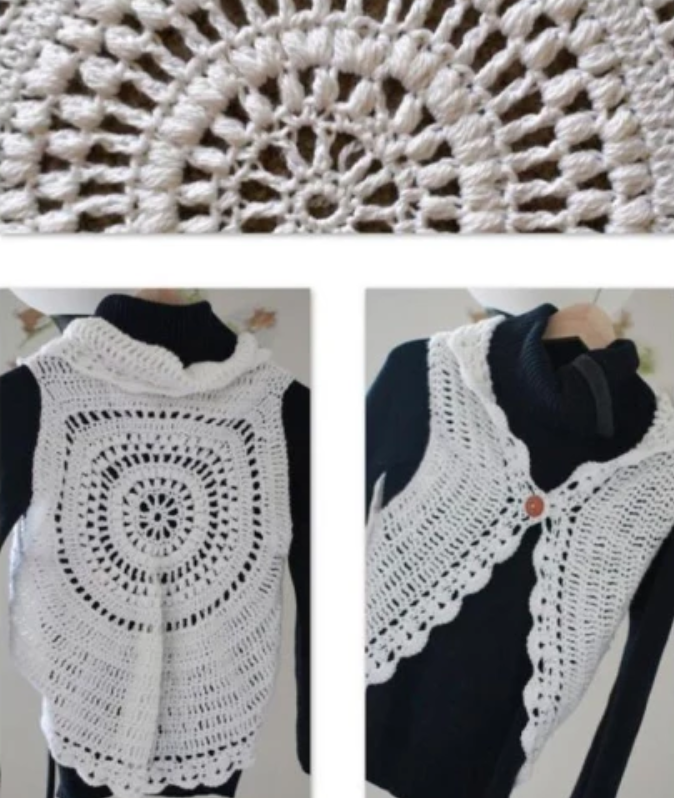 crochet puff stitch circle vest