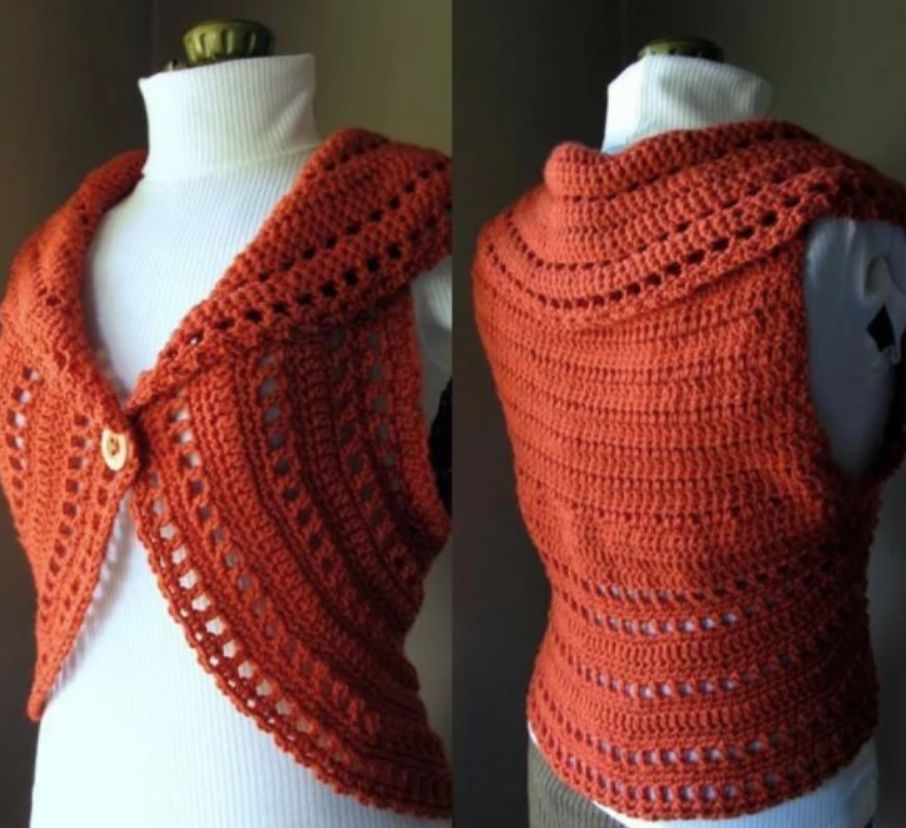 crochet orange circle vest