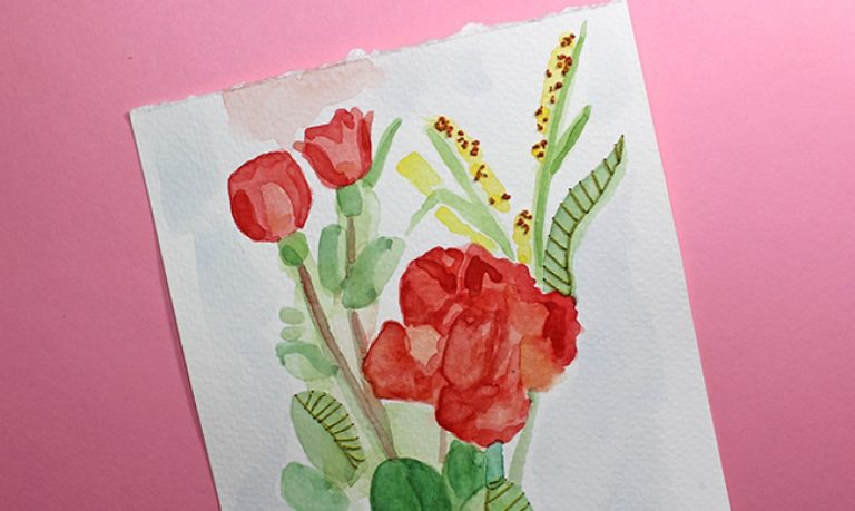 watercolor embroidery painting