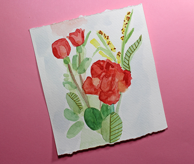 finished watercolor flower embroidery