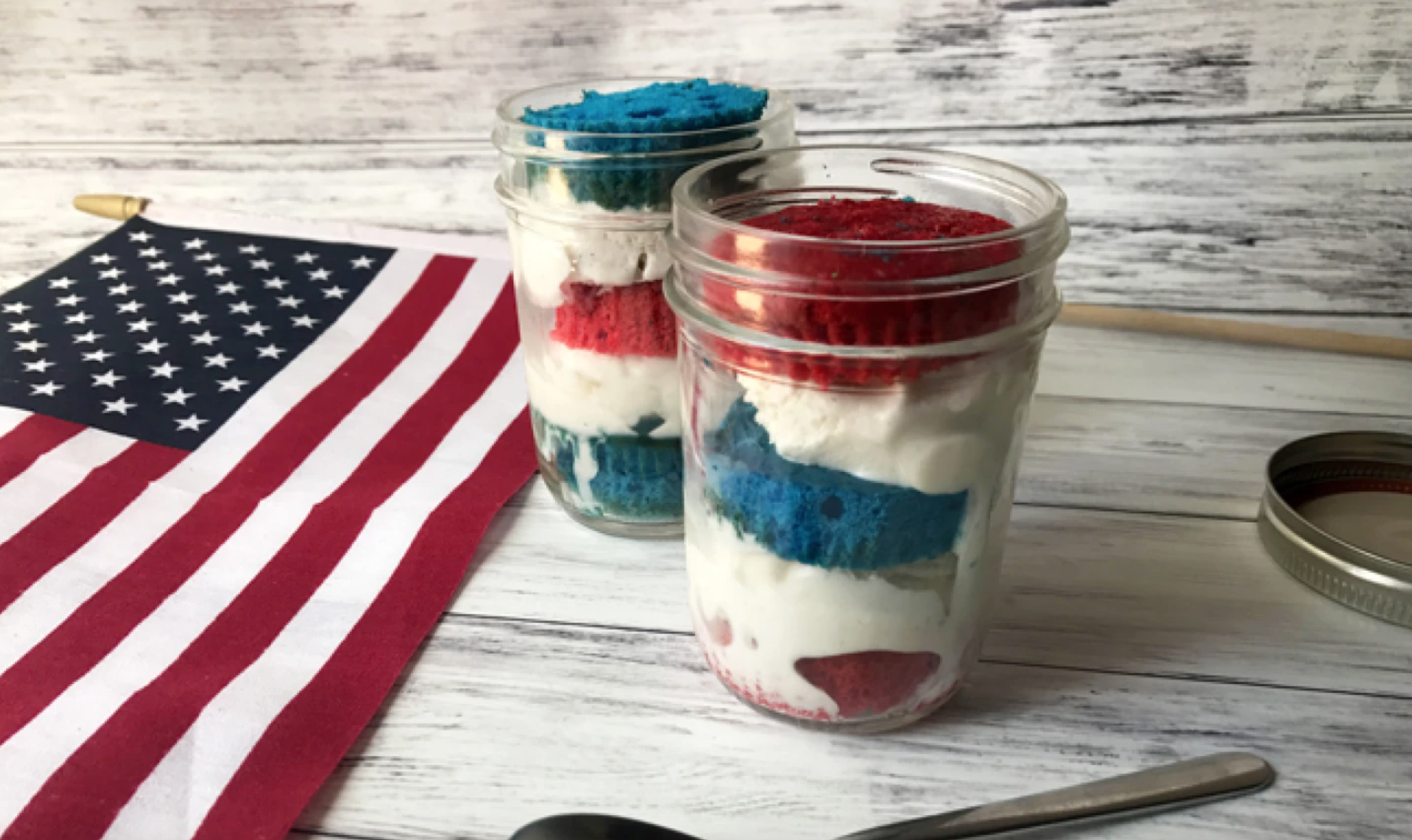 red white blue mason jar treats