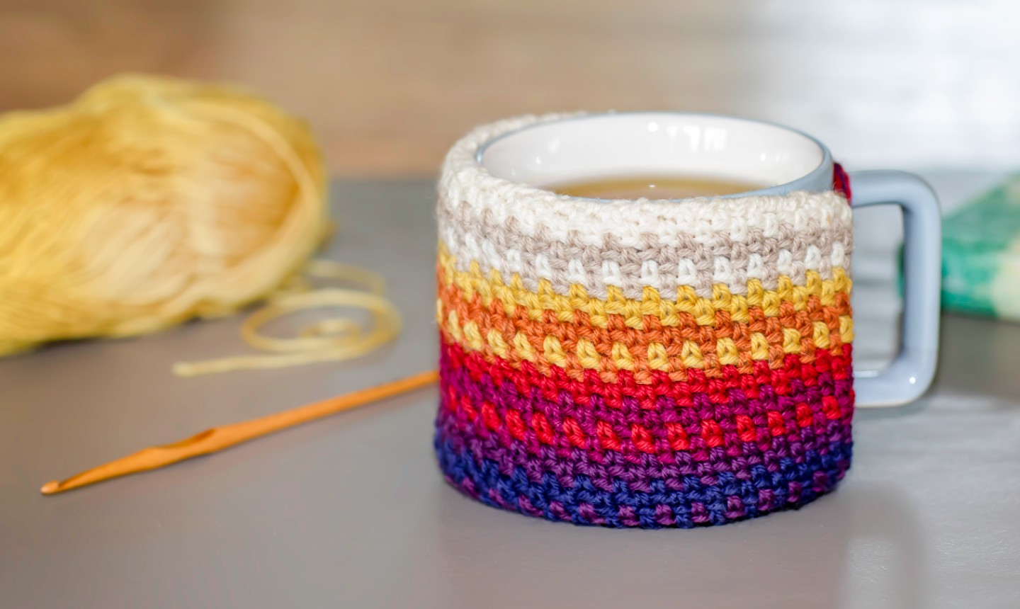 Crochet Mug Cozy with Button, Free Pattern Tutorial