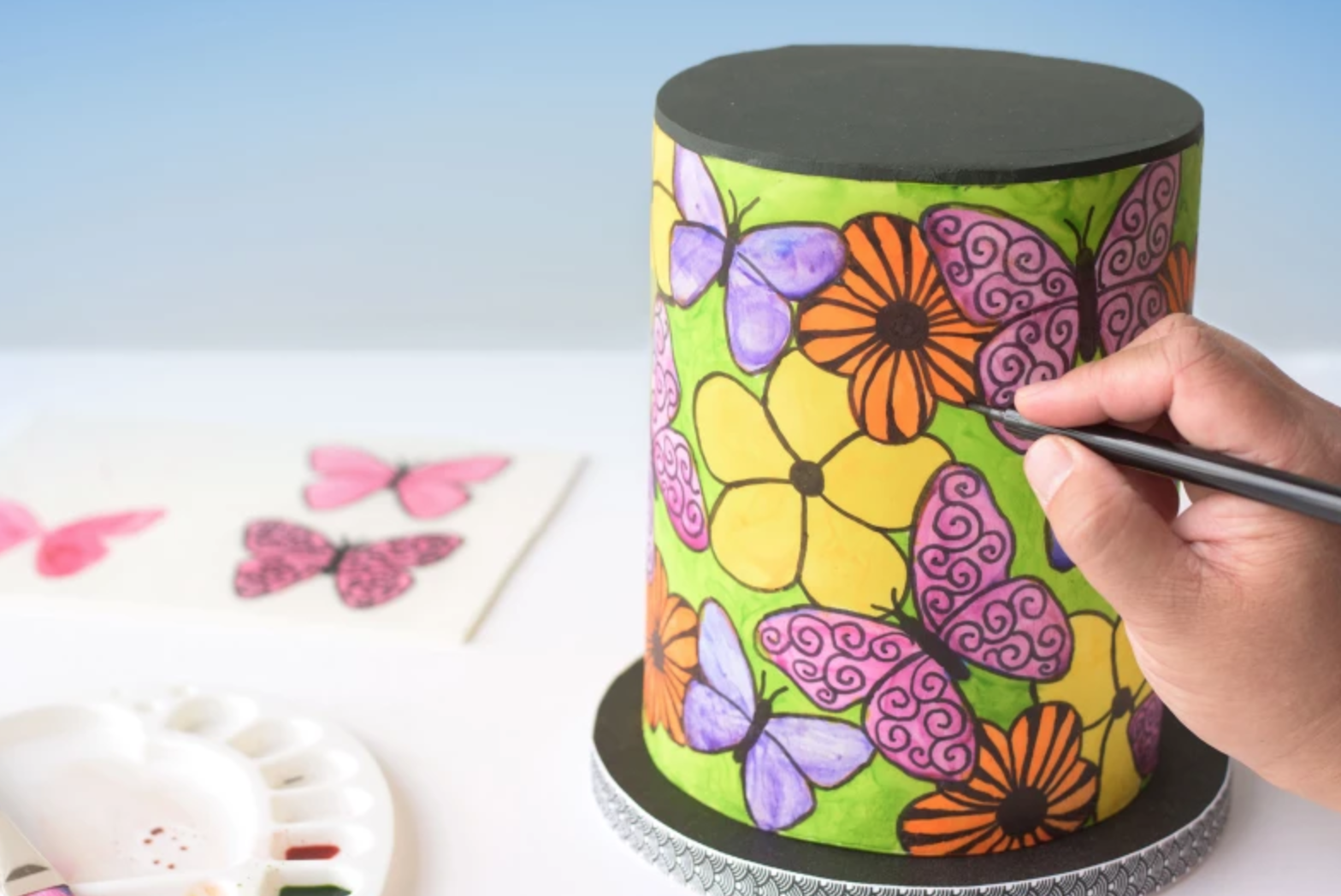 hand painted colorful cake