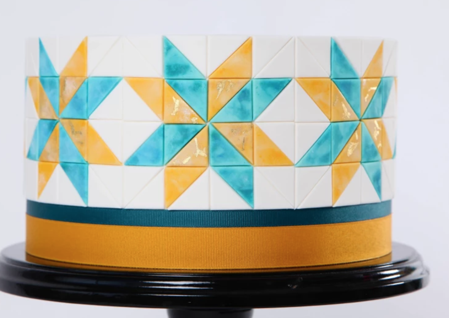 blue and yellow mosaic cake