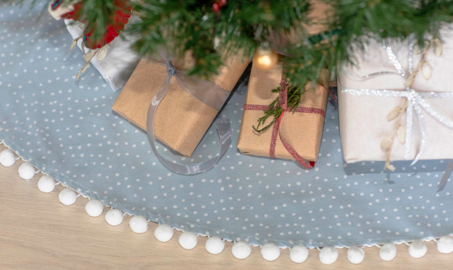 pom pom fringe tree skirt