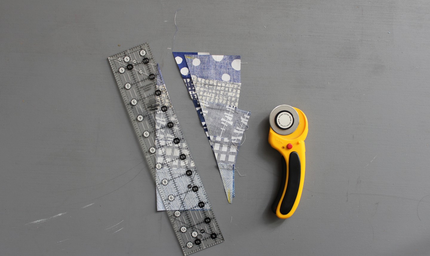 Fabric strips with cutter