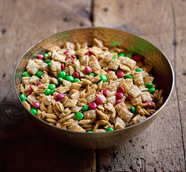 christmas trail mix in a bowl