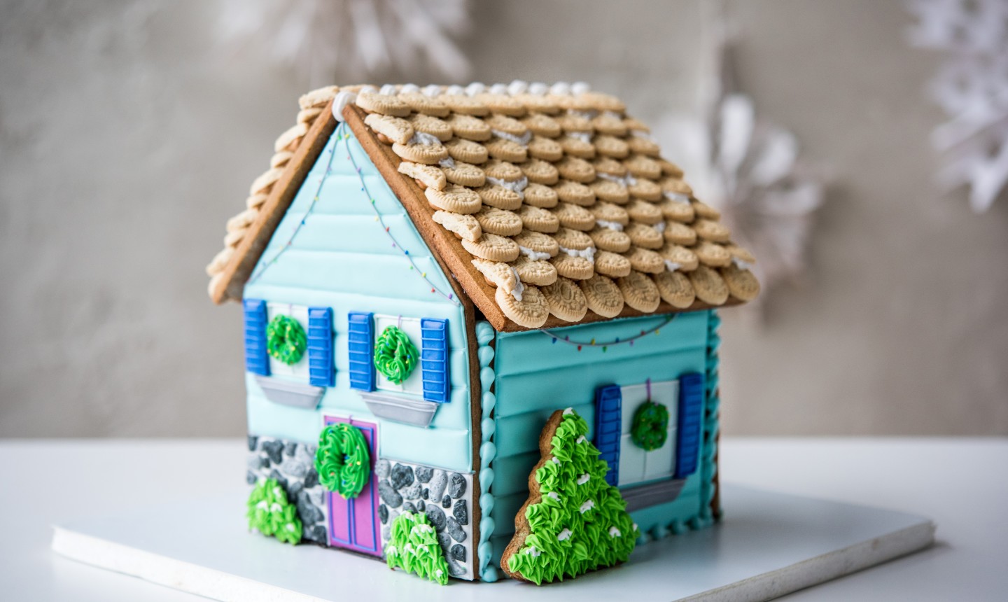 decorated gingerbread house