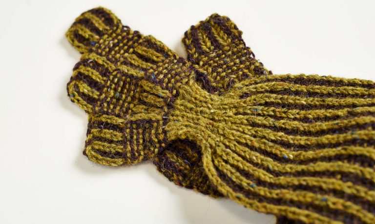 mustard brioche knit scarf