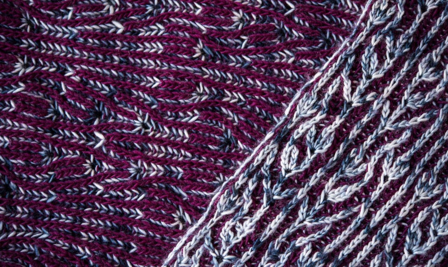 purple brioche knitting details