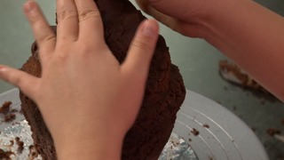 Carving the Cupcake Cake