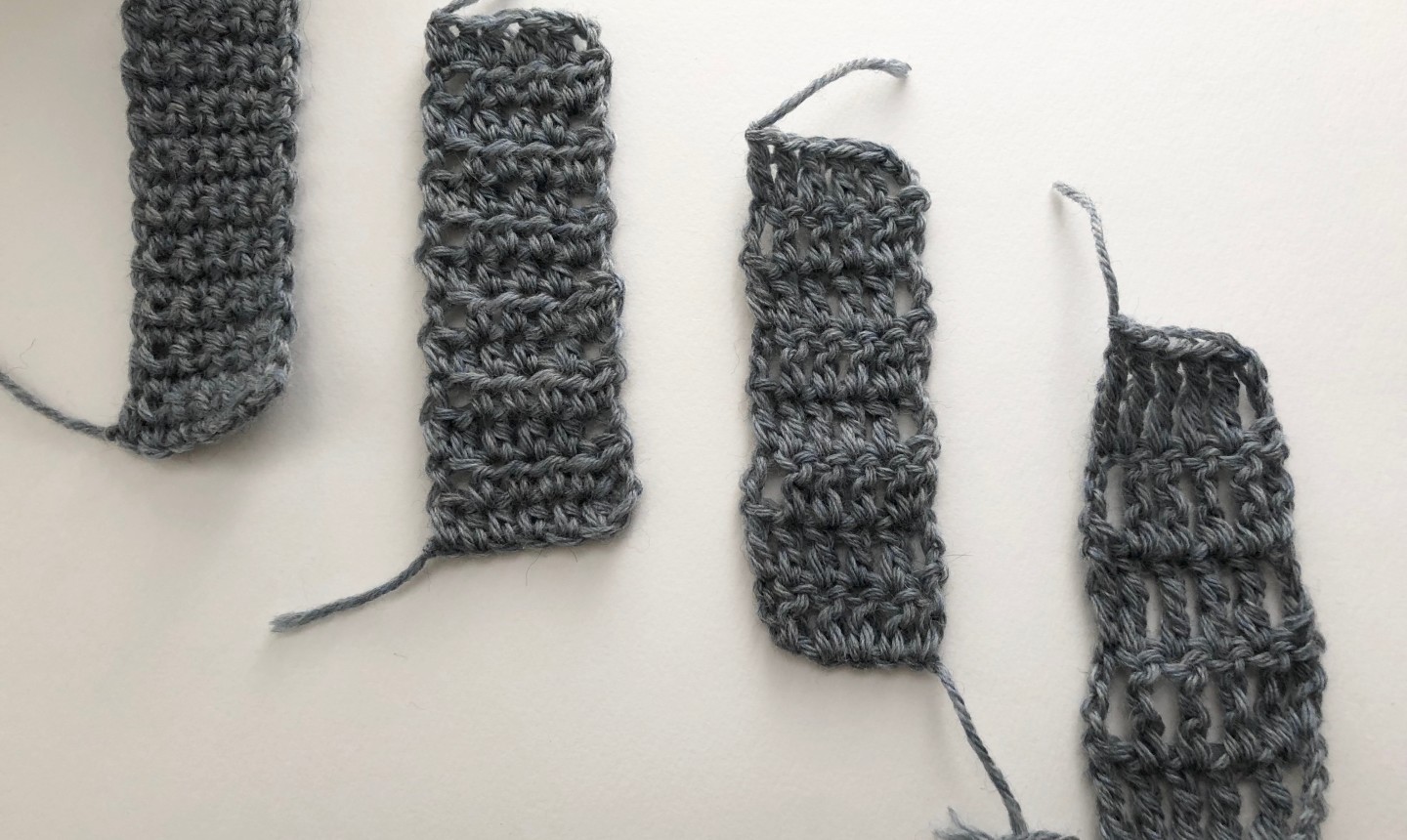 Four different crochet pieces