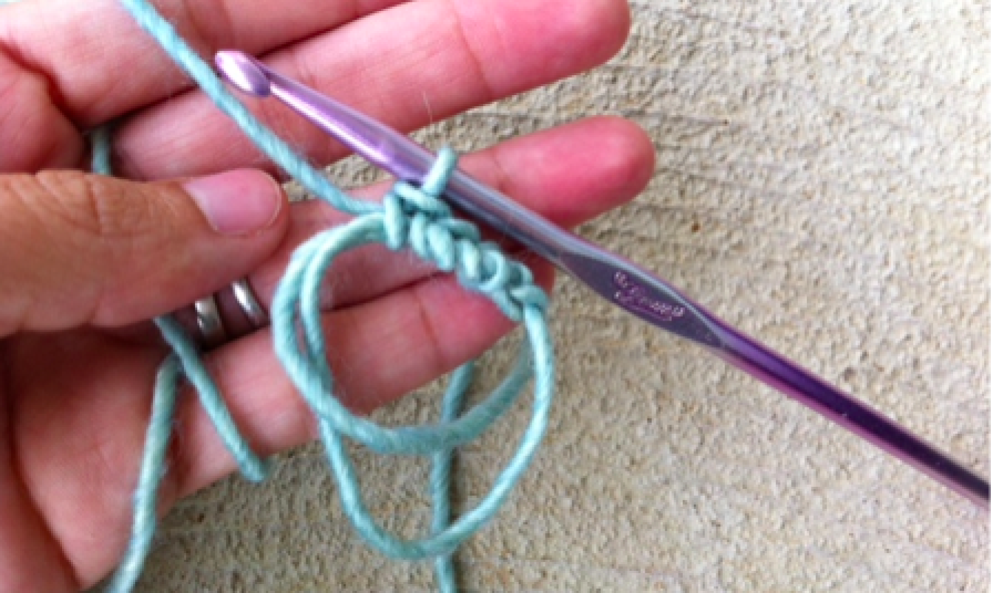 Beginning of a stitch