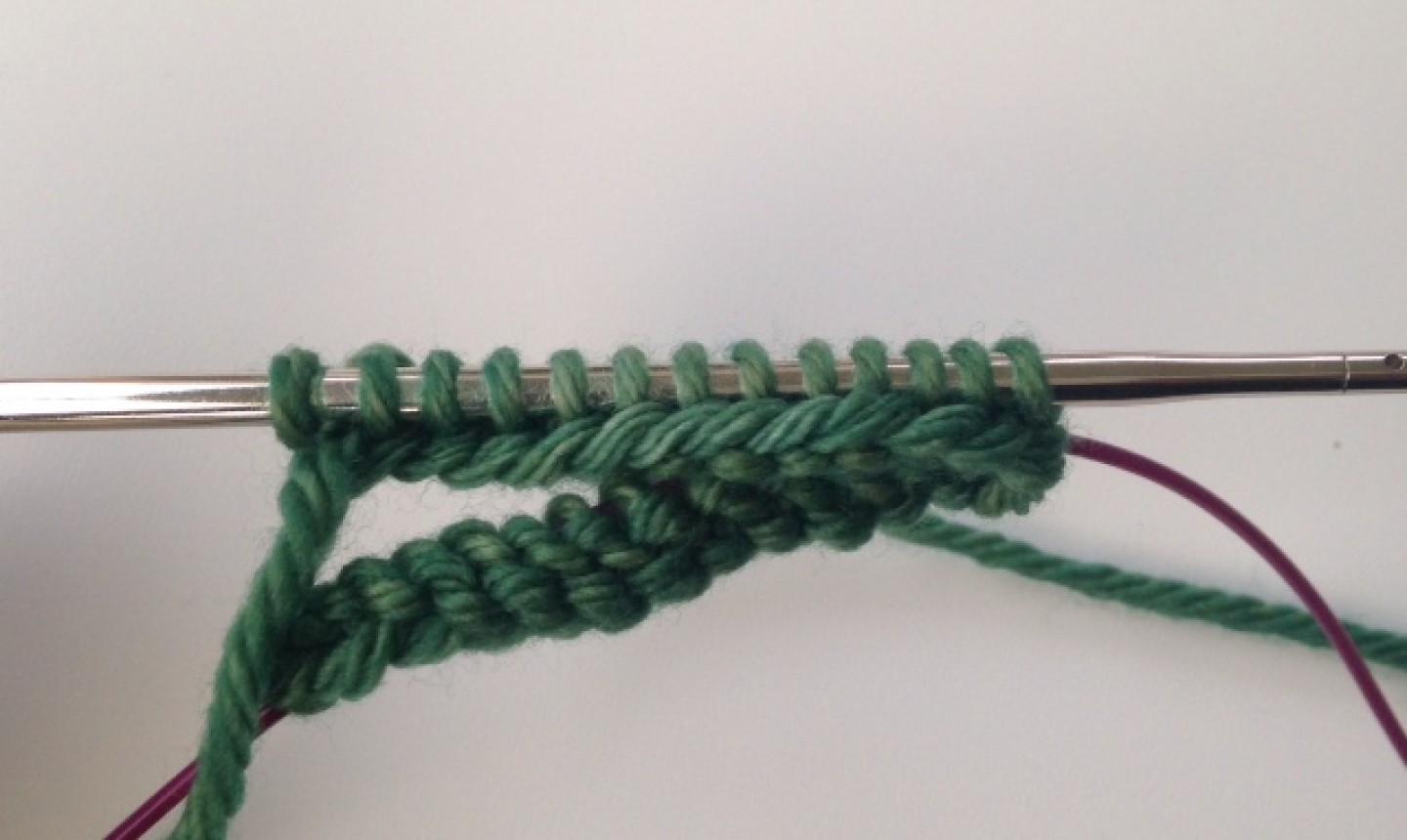 Knitting and stitches on needle