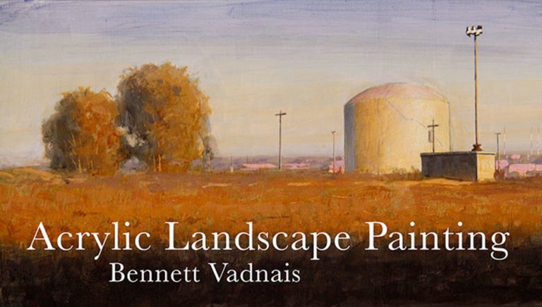 Landscape painting of a silo