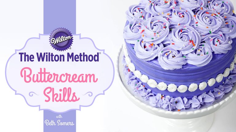Purple buttercream decorated cake