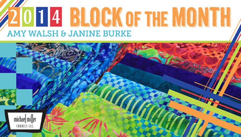 Block of the Month Ad with Fabric Squares