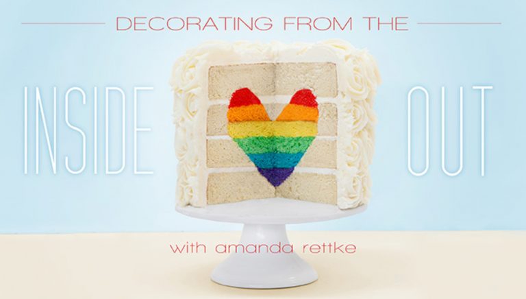 Cake with a rainbow heart inside