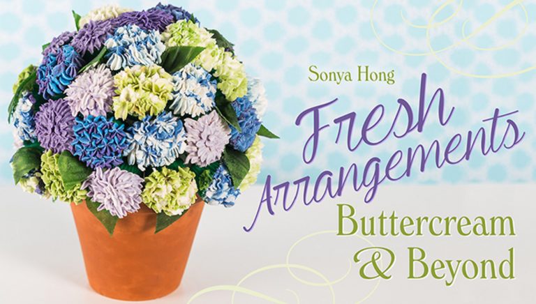 Cake decorated like a pot with buttercream flowers