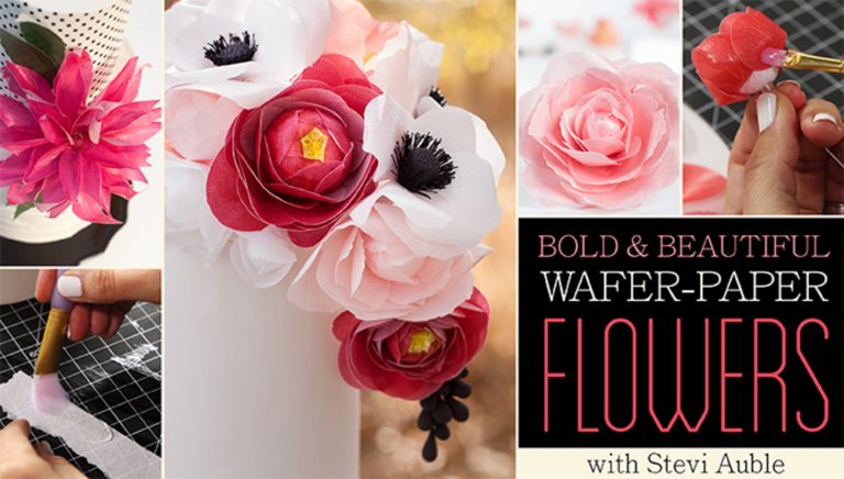 Collage of wafer-paper flowers