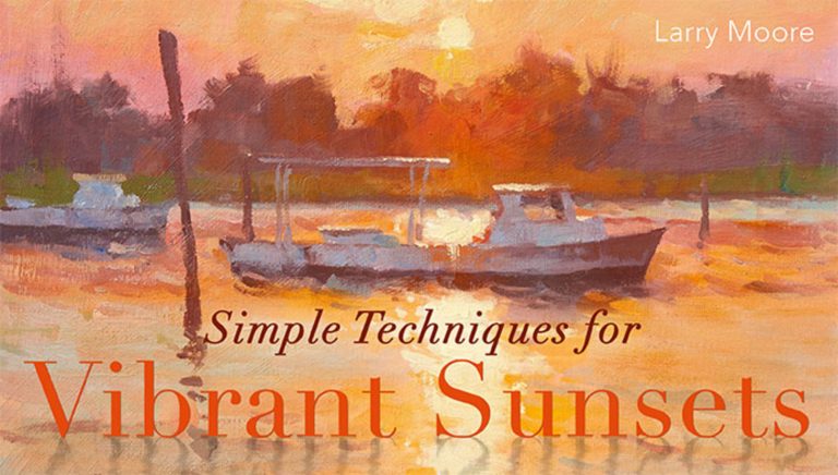 Boat at sunset painting