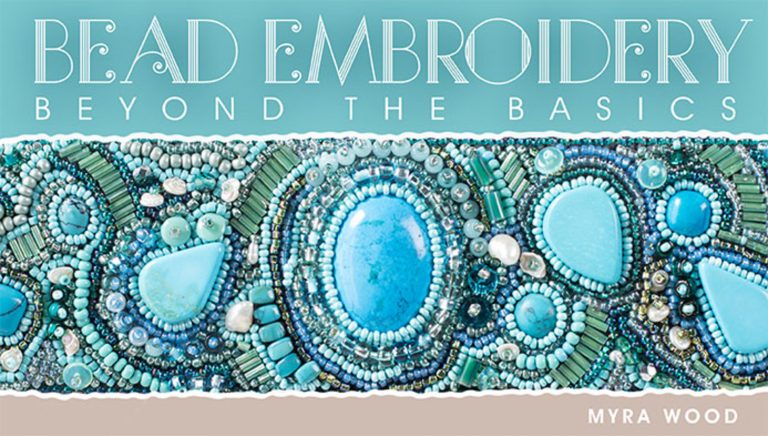 Blue and green bead embroidery