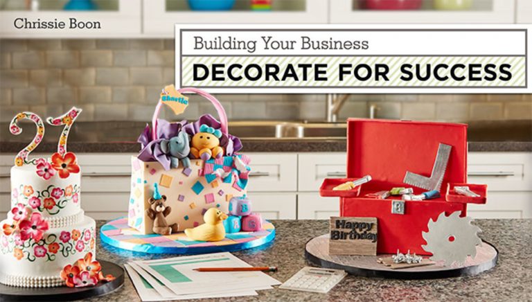 Decorate for Success ad with three decorative cakes