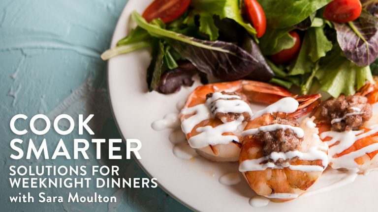Cook smarter Ad with shrimp salad