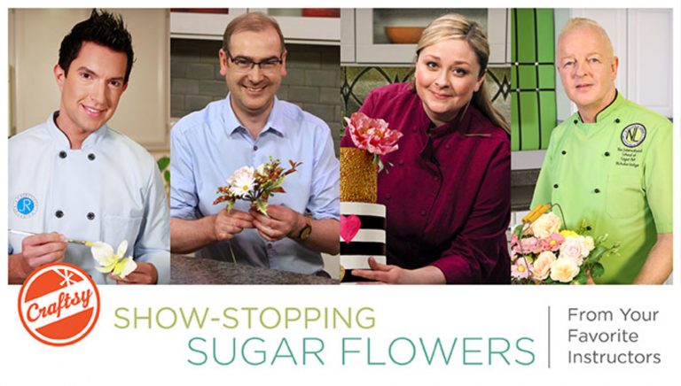 Four people with sugar flower decorations