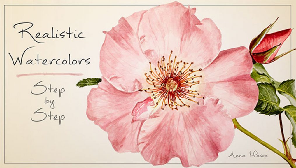 Realistic watercolor flower