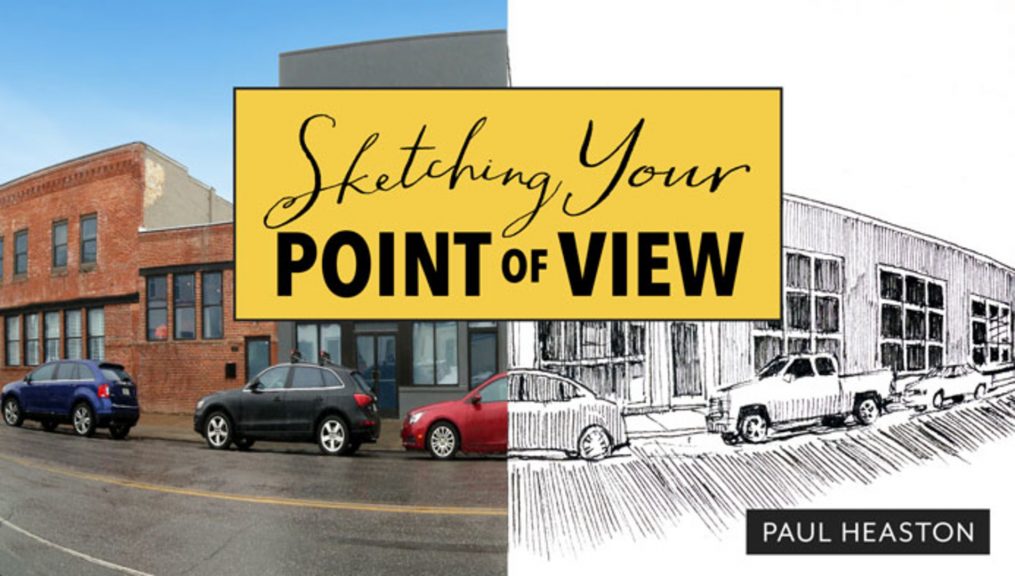 Sketch of a street based on a photo