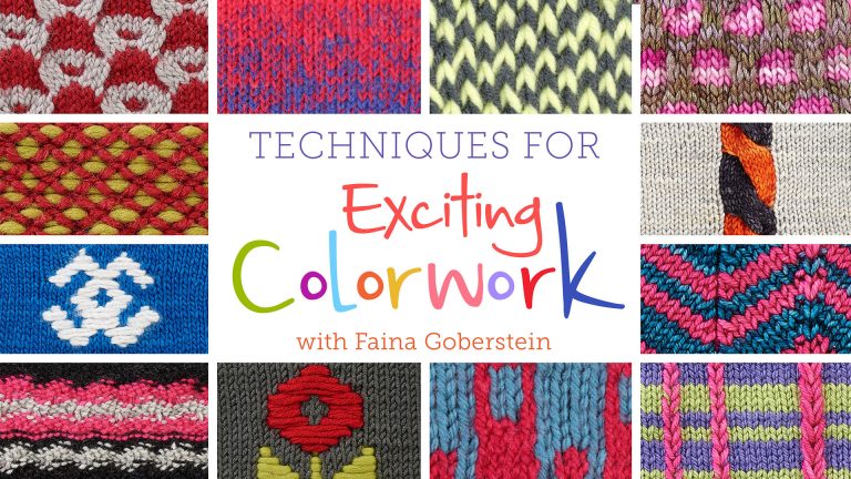 Collage of yarn color work examples