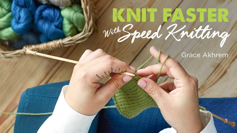 Knitting with green yarn