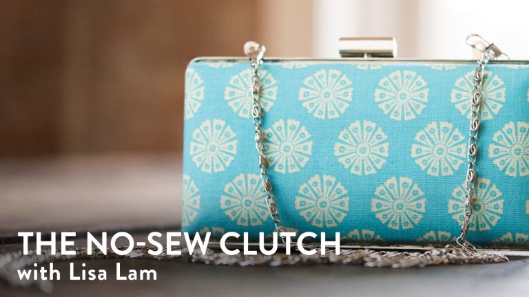 Blue new sew clutch with a chain