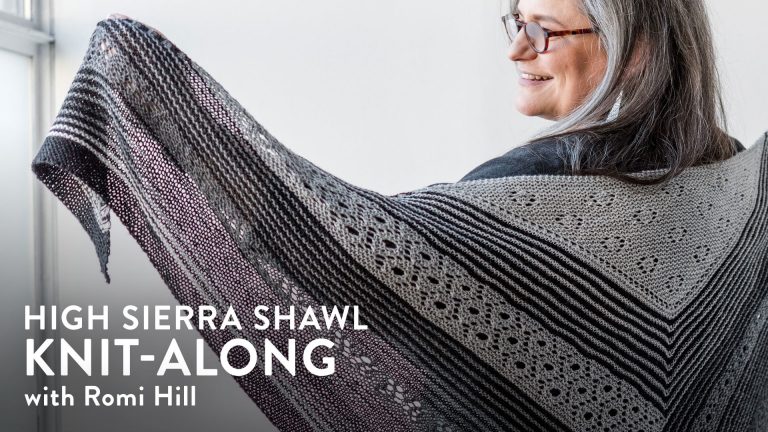 Grey and black knit shawl