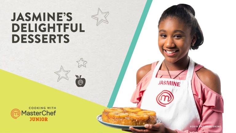 Girl holding a pineapple upside down cake