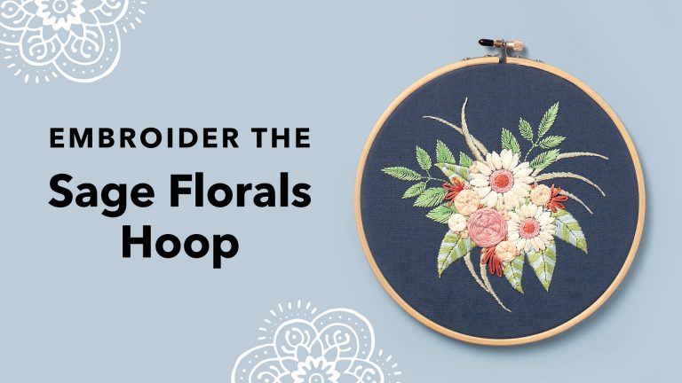 Sage florals hoop embroidery