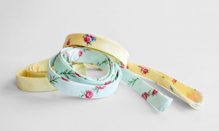 Two strips of skinny flower fabric
