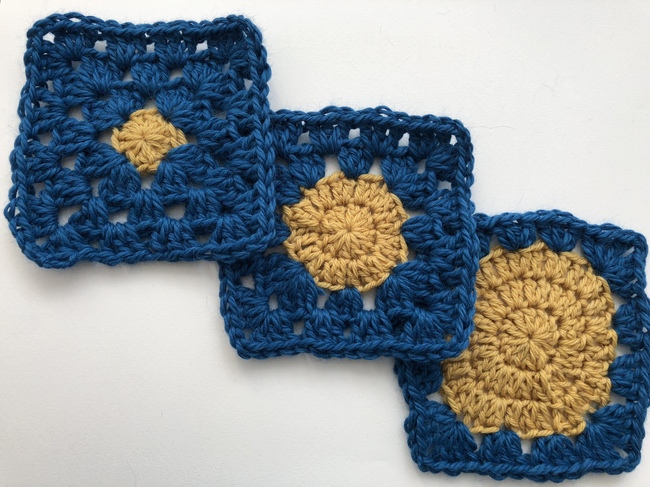 How to Crochet a Granny Square with a Circle Center - Wise Craft