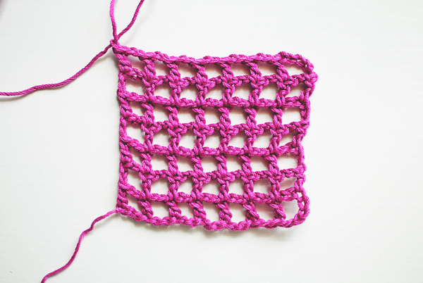 Pink filet crochet square