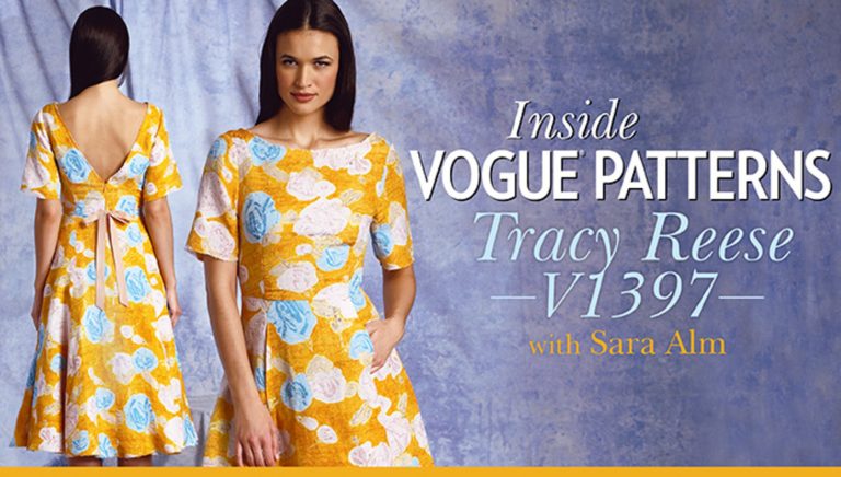 Woman wearing a vogue pattern dress