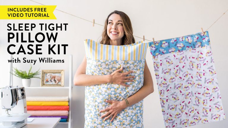 Woman hugging a pillow with a pillowcase
