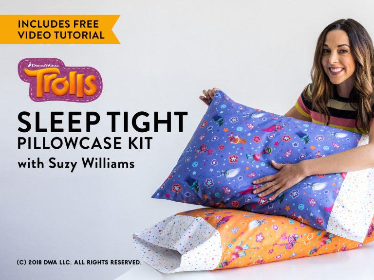 Woman with Troll pillowcases