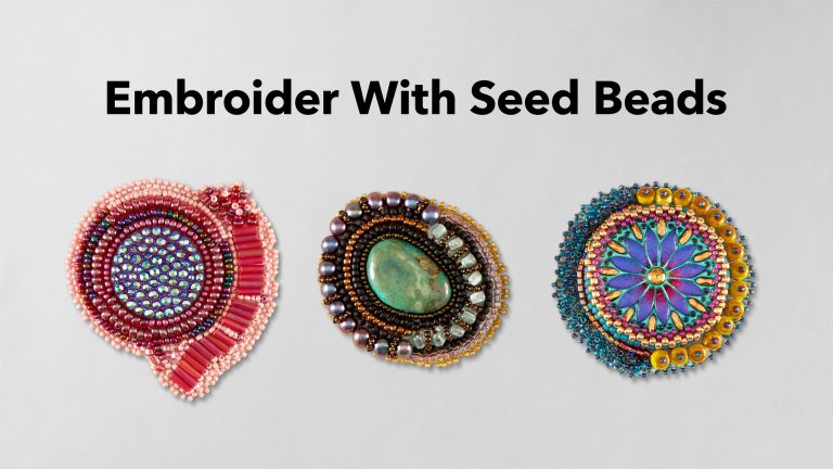 Embroidering with seed beads